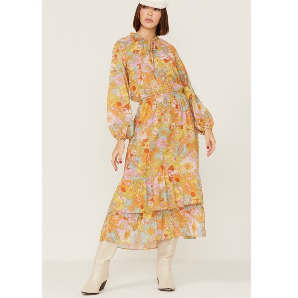 Show Me Your MuMu Cait Midi Dress Colorful Floral Print Small